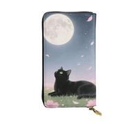 FodPand Ultra Slim PU Leather Wallet for Women Men, Zipper Credit Card Holder Long Purse Clutch American Flag Tractor Handbag, Aesthetic Cat, One Size, Classic