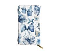 FodPand Ultra Slim PU Leather Wallet for Women Men, Zipper Credit Card Holder Long Purse Clutch American Flag Tractor Handbag, A Set Of Blue Bows, One Size, Classic