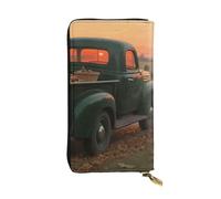 FodPand Ultra Slim PU Leather Wallet for Women Men, Zipper Credit Card Holder Long Purse Clutch Baseball on Fire Handbag, Autumn Fall Truck, One Size, Classic