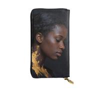 FodPand Ultra Slim PU Leather Wallet for Women Men, Zipper Credit Card Holder Long Purse Clutch Black White Tiger Handbag, Black Women, One Size, Classic