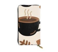 FodPand Ultra Slim PU Leather Wallet for Women Men, Zipper Credit Card Holder Long Purse Clutch Cool Dragon Standing on the Cliff Edge Handbag, Coffee Leaf, One Size, Classic