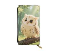 FodPand Ultra Slim PU Leather Wallet for Women Men, Zipper Credit Card Holder Long Purse Clutch Cute Pig Swimming Handbag, Cute Owl Cub, One Size, Classic
