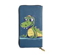 FodPand Ultra Slim PU Leather Wallet for Women Men, Zipper Credit Card Holder Long Purse Clutch Line robot Handbag, Cartoon Crocodile, One Size, Classic