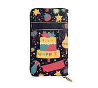 FodPand Ultra Slim PU Leather Wallet for Women Men, Zipper Credit Card Holder Long Purse Clutch Line robot Handbag, Happy Birthday Images, One Size, Classic