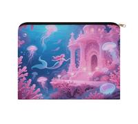 FodPand Underwater Coral Palace Travel Makeup Bag, Aesthetic Portable Cosmetic Bags with Zipper, Makeup Pouch, Cute Travel Toiletry Bag Skincare Bags for Women