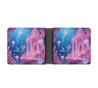 FodPand Underwater Coral Palace Wallet for Men Leather Bifold Wallet Front Pocket Wallets Card Holder Wallets Money Clip