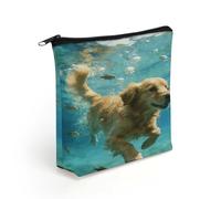 FodPand Underwater Dog Makeup Bag with Sturdy Zipper，Linen Material Storage Bag,Large Capacity And Multi-Purpose Cosmetic Bag for Daily Life, Travel, Outings, Business Trips And Other Occasions