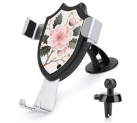 FodPand Universal Car Phone Holder Cradle 360° Rotation Auto Mount Stand Suction Cup Cell Peach Pink Floral Phone Mount for Dashboard Windshield Air Vent Compatible with All Smartphones
