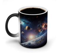 FodPand Universe Galaxy Magic Color Changing Mug 11 Oz Black Ceramic Heat Sensitive Coffee Cup Temperature Activated Mug for Hot Cocoa Tea Drinks Funny Novelty Gift for Coffee Lovers Men Women