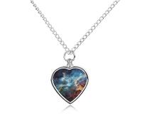 FodPand Universe Galaxy Space Urn Necklace for Ashes Personalized Pet Cremation Jewelry Dogs Cats Remembrance Jewelry Heart Shaped Urn Pendant for Puppy Pet Memorial Keepsake Jewelry
