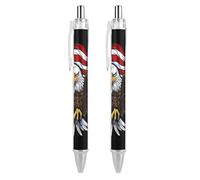 FodPand USA Flag Patriotic Eagle Ballpoint Pens Fine Point Smooth Writing Pen Retractable Ball Point Pens 0.5mm Black Ink Pen Office Supplies Gifts for Men Women 2 PCS