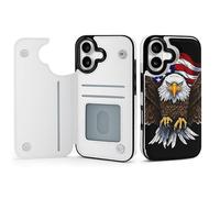 FodPand USA Flag Patriotic Eagle Case for iPhone 17 Phone Cover Flip Phone Protective Cover Cute TPU Anti-Scratch Shockproof Minimalist Aesthetic Case for Women & Men White