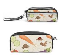 FodPand Vegetable Platter Pencil Pouch Mini Makeup Bag with Handle - 7.8x3.9x2.1 Inches Durable Waterproof PU Leather, Large Capacity Portable Pencil Case for Office, Travel