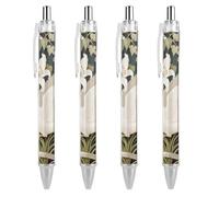 FodPand Vine White Dove Ballpoint Pens Fine Point Smooth Writing Pen Retractable Ball Point Pens 0.5mm Black Ink Pen Office Supplies Gifts for Men Women 4 PCS