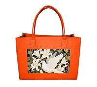 FodPand Vine White Dove Felt Tote Bag Reusable Large Handbag | Foldable Grocery Shopping Bag for Women Men, Daily Commute, Work,Travel, Lightweight, Christmas Gift Bags
