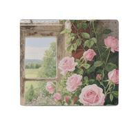 FodPand Vintage Arch Window Nature Garden Bifold Wallet for Men Women, 4.3"x3.7" Compact Leather Wallet with ID Window & Coin Pocket, Slim Minimalist Card Holder for Daily Carry & Travel