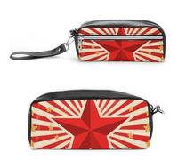 FodPand Vintage Circus Background Pencil Pouch Mini Makeup Bag with Handle - 7.8x3.9x2.1 Inches Durable Waterproof PU Leather, Large Capacity Portable Pencil Case for Office, Travel
