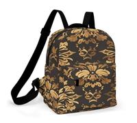 FodPand Vintage Gold Black Tan Floral Travel Backpack Daypack Laptop Bag
