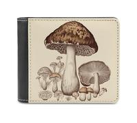 FODPAND Vintage Mushrooms Drawing Leather Wallet Extra Capacity Bifold Wallet Slim Minimalist Front Pocket Wallets Credit Card Holder