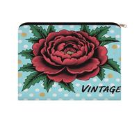 FodPand Vintage Peony Travel Makeup Bag, Aesthetic Portable Cosmetic Bags with Zipper, Makeup Pouch, Cute Travel Toiletry Bag Skincare Bags for Women