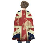 FodPand Vintage Union Jack British Flag Halloween Cloak Reversible Renaissance Cape Medieval Costume for Cosplay Themed Party Dress Up