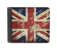 FODPAND Vintage Union Jack British Flag Leather Wallet Extra Capacity Bifold Wallet Slim Minimalist Front Pocket Wallets Credit Card Holder