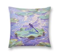 FodPand Water Lily Dragonfly Throw Pillow Covers 18 "x18 Decorative Plush Pillowcase with Hidden Zipper Double-Sided Boho Farmhouse Cushion Case for Sofa Bed Chair, Holiday Decor, Home Gift