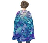 FodPand Water Lily Mermaid Scales Halloween Cloak Reversible Renaissance Cape Medieval Costume for Cosplay Themed Party Dress Up