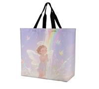 FodPand Watercolor AngelTote Bag for Women Foldable Beach Bag Reusable Grocery Bags Crossbody Shoulder Bags