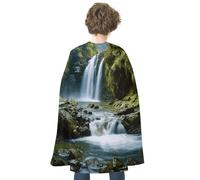 FodPand Waterfall Landscape Painting Halloween Cloak Reversible Renaissance Cape Medieval Costume for Cosplay Themed Party Dress Up