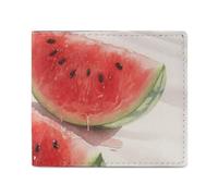 FodPand Watermelon Red Slices Bifold Wallet for Men Women, 4.3"x3.7" Compact Leather Wallet with ID Window & Coin Pocket, Slim Minimalist Card Holder for Daily Carry & Travel