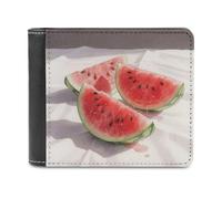 FodPand Watermelon Red Slices Wallet for Men Women, PU Leather Slim Card Holder with 8 Card Slots, Minimalist Bifold Wallet Front Pocket Wallets Stylish Purse for Travel Gift