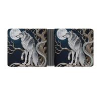FodPand Werewolf Moon Stand Wallet for Men Leather Bifold Wallet Front Pocket Wallets Card Holder Wallets Money Clip