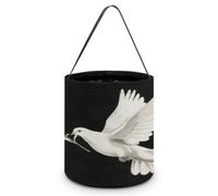 FodPand White Dove Halloween Trick Or Treat Bags | Pumpkin Candy Bucket Halloween Treating Baskets Reusable Goody Tote Bag for Party Favor Supplies