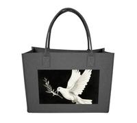 FodPand White Dove Peace Symbol Felt Tote Bag Reusable Large Handbag | Foldable Grocery Shopping Bag for Women Men, Daily Commute, Work,Travel, Lightweight, Christmas Gift Bags