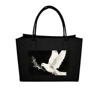 FodPand White Dove Peace Symbol Felt Tote Bag Reusable Large Handbag | Foldable Grocery Shopping Bag for Women Men, Daily Commute, Work,Travel, Lightweight, Christmas Gift Bags