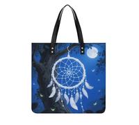 FodPand White Fantasy Dream Catcher Tote Bag for Women Leather Work Shopper Beach Handbag Travel Carryall Shoulder Bag