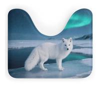 FodPand White Fox Toilet Rugs U Shaped Non Slip Super Absorbent Extra Thick Soft Washable Bath Mats for Bathroom Floor Microfiber Plush Contour Bath Rugs for Toilet