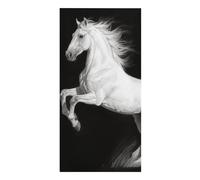 FodPand White Horse Black Beach Towel 30x60 Inch, Microfiber Sand-Free Quick Dry Towel Extra Large, Lightweight Bath Towels for Beach, Pool, Yoga, Picnic & Travel, Super Absorbent