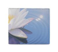 FodPand White Lotus Flower Bifold Wallet for Men Women, 4.3"x3.7" Compact Leather Wallet with ID Window & Coin Pocket, Slim Minimalist Card Holder for Daily Carry & Travel