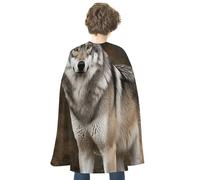 FodPand Wild Wild Gray Wolf Halloween Cloak Reversible Renaissance Cape Medieval Costume for Cosplay Themed Party Dress Up