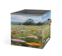FodPand Wildflower Valley in Full Bloom Storage Cubes Foldable Decorative Fabric, Storage Bins Baskets with Handles, Closet Organizers And Storage for Home, Office,Closet, Clothes
