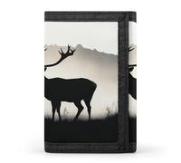 FodPand Wildlife Deer Silhouette Wallet,Portable Three Folds Wallet Sturdy With Hanging Buckle Zipper Wallets for Man Woman