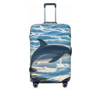 FodPand Winter The Dolphin Travel Luggage Cover Elastic Suitcase Cover Protector Anti-Scratch Luggage Protector Universal Washable Travel Sleeve Baggage Case Fits 18-32 Inch Suitcase, Black, S