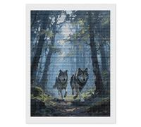 FodPand Wolf Forest Diamond Painting Kits for Adults Beginner 5D Round Drill Full Diamonds Pictures Gem Art Kits Crafts Gift DIY Diamond Art Kits for Home Wall Decor 12"x16"