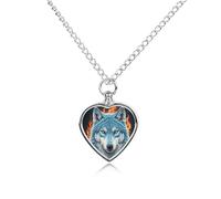 FodPand Wolf Pet Memorial Necklace for Ashes Waterproof Cremation Jewelry for Men Women Adjustable Pet Urn Pendant with Filling Kit Keepsake Gift for Loss of Dog Cat