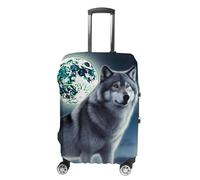 FodPand Wolf Under Moon Luggage Covers for Suitcase Protector Fits 19-32 Inch Suitcase Cover, Washable Travel Baggage Covers Durable Luggage Protector for Secure Fit, style, S, Modern
