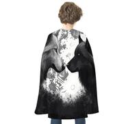FodPand Wolves Love Under The Moon Halloween Cloak Reversible Renaissance Cape Medieval Costume for Cosplay Themed Party Dress Up