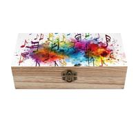 FodPand Wood Keepsake Box with Hinged Lid Handmade Wooden Wedding Memory Treasure Boxes Organizer Decorative Colorful Music Storage Box for Jewelry Coins Cards Photos Letters Crafts Storage