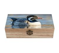 FodPand Wood Keepsake Box with Hinged Lid Handmade Wooden Wedding Memory Treasure Boxes Organizer Decorative Loon Nature Birds Storage Box for Jewelry Coins Cards Photos Letters Crafts Storage